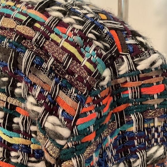 Milly Multi Colored Jacket with Black Fringe Detail and Gold Metal Roping. - Picture 9 of 14